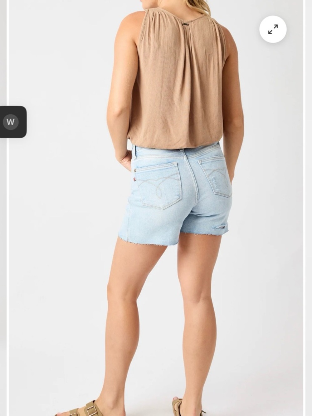 Judy Blue Light Wash High-Rise Denim Shorts with Raw Hem - Picture 4 of 5